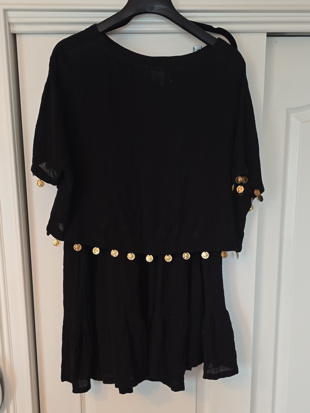 California ROC Black Short Sleeve/ Skirt Set with Gold Coin Trim